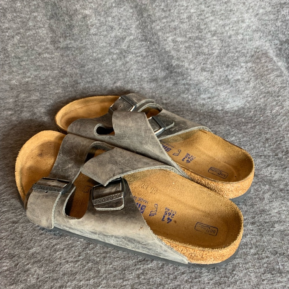 Birkenstock Arizona Soft Footbed Taupe Suede Leather Casual Sandals Size EU41 - Picture 4 of 8